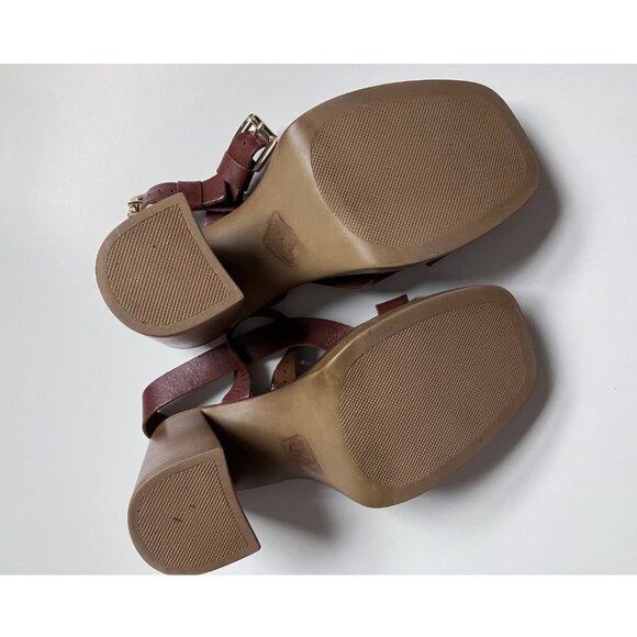 Free People Pamela Double Stack Platform Heels Sun Baked Brown Size EU 37 - Picture 7 of 8